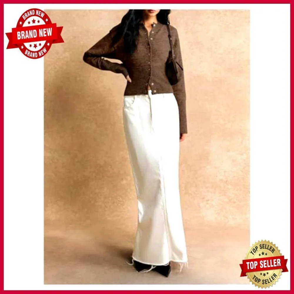 Button Up Cropped Cardigan Sweater Cinched Waist Long Sleeve Knitwear Top_5